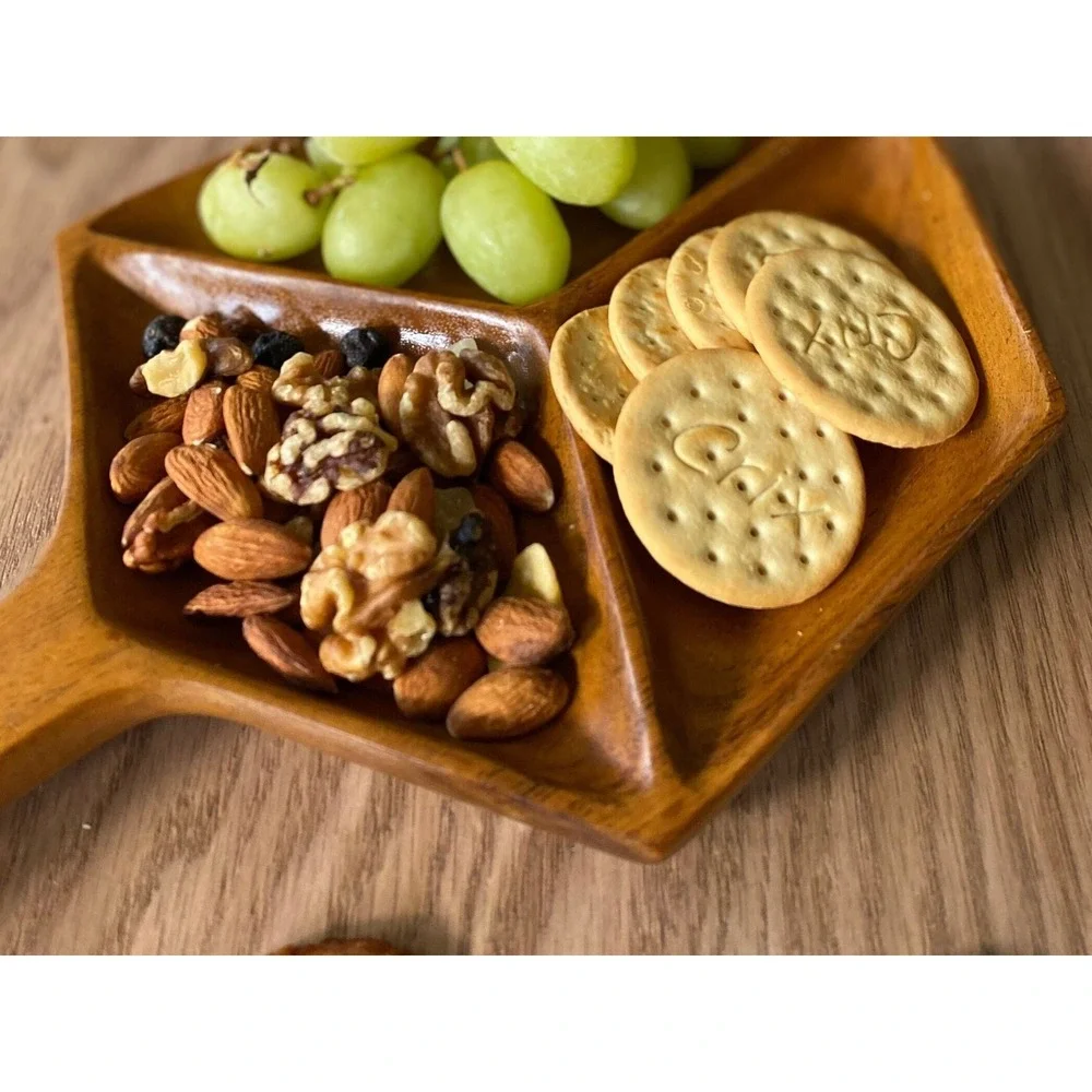 Wooden plate appetizer-Vintage Haitian‎ Wood Genuine Taverneau.